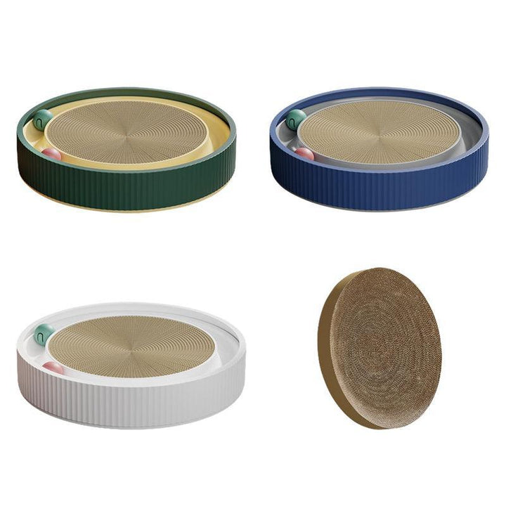 Cat Scratcher Lounge Bed Toy 40cm Round Foldable Cardboard Pad with Ball Track - Replacement Pad