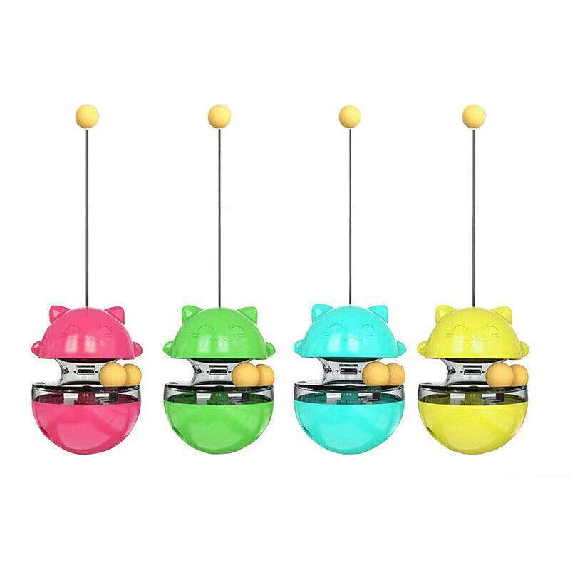 Cat Treat Dispenser Toy Ball Kitten Selfplay Interactive Tumbler Multifunction - Red