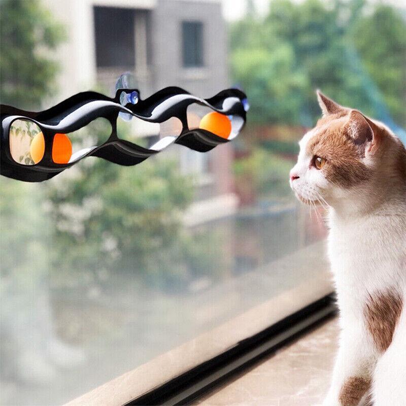Interactive Cat Track Ball Toy with Window Suction Cup for Indoor Play and Exercise