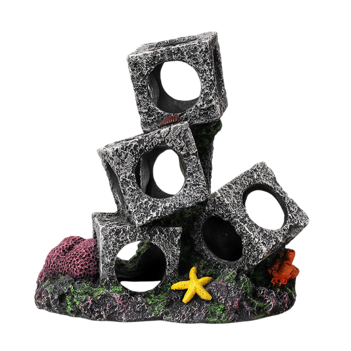 Fish Tank Shrimp Shelter House Square Stone Cave Aquarium Breeding Hiding Decor - 3 Squares