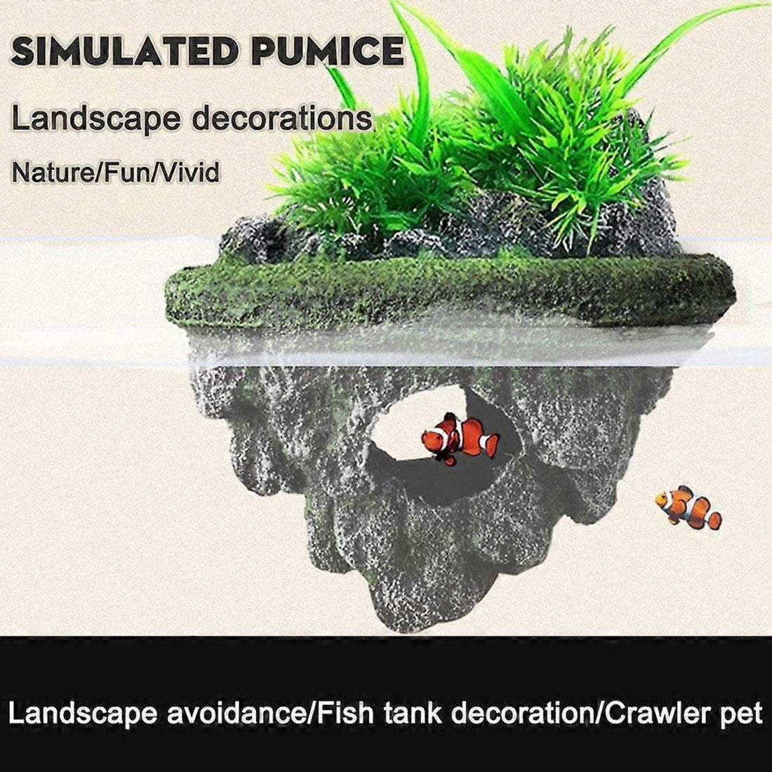 Fish Tank Aquascape Hoverstone Decoration Natural Rock Landscaping for Aquarium - L