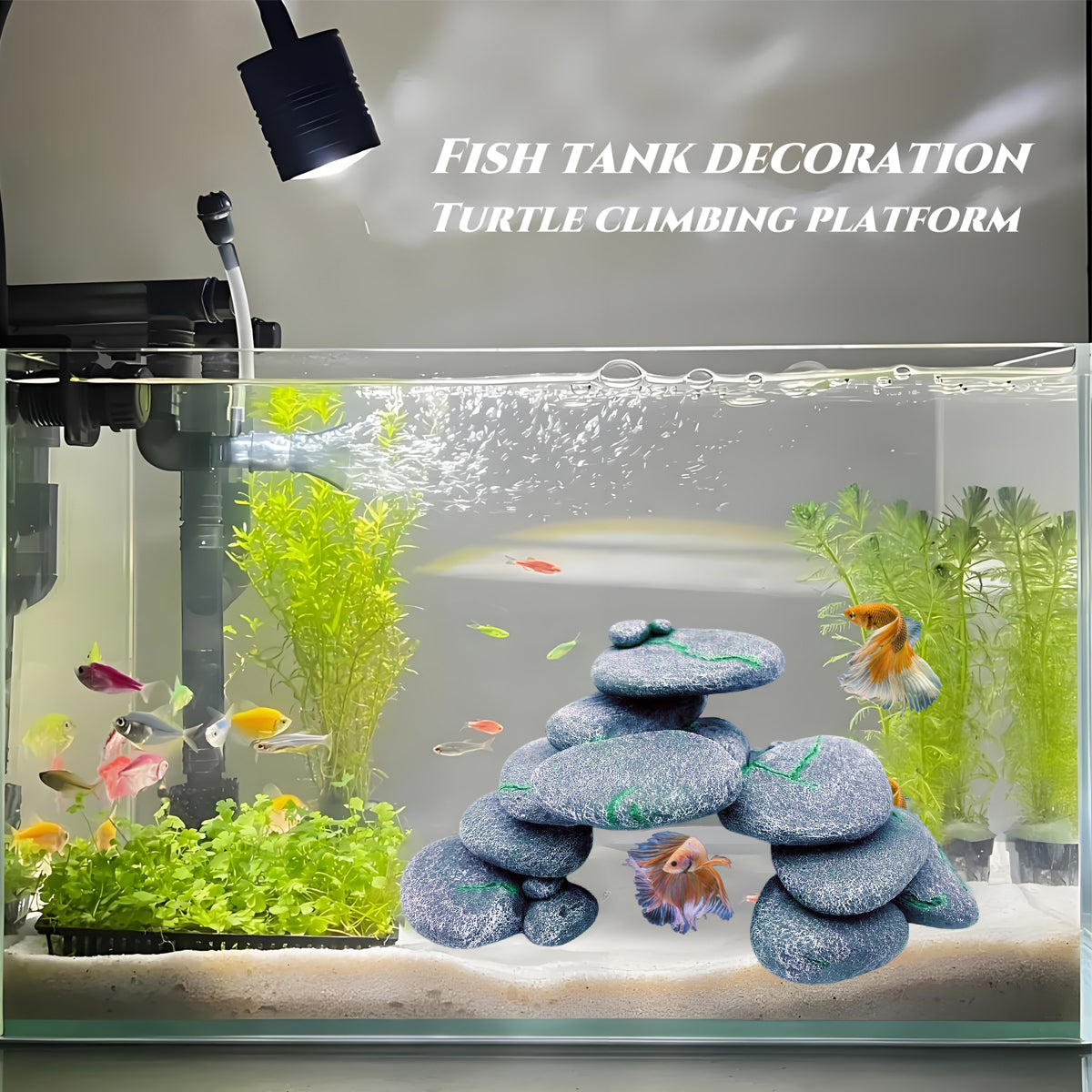 Turtle Climbing Platform Staircase Balcony Ramp for Aquarium Fish Tank Habitat - A
