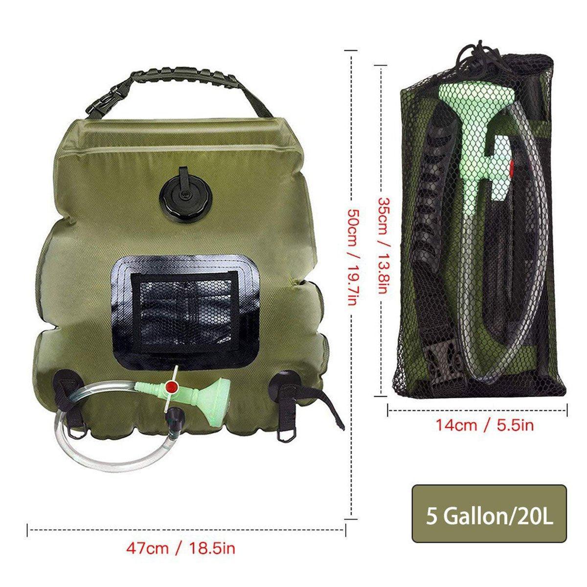 20L Camp Shower Bag Solar Heat Water Pipe Portable Camping Hiking Travel Outdoor