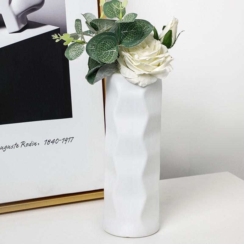 Wave Drop-proof Imitation Porcelain Vase - Simple Home Decor - White - VogueDecor.au