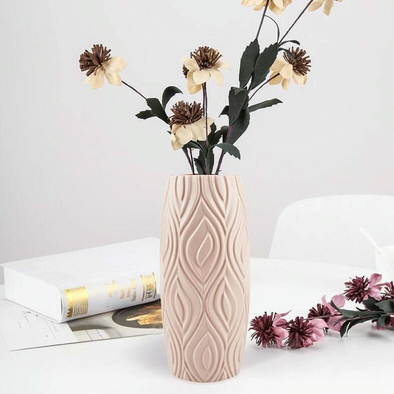 2-piece Plastic Vase Set for Creative Flower Arrangements Wet and Dry Decor - Milk White - VogueDecor.au