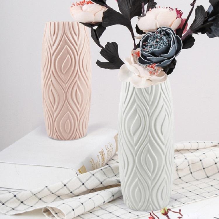 2-piece Plastic Vase Set for Creative Flower Arrangements Wet and Dry Decor - Milk White - VogueDecor.au