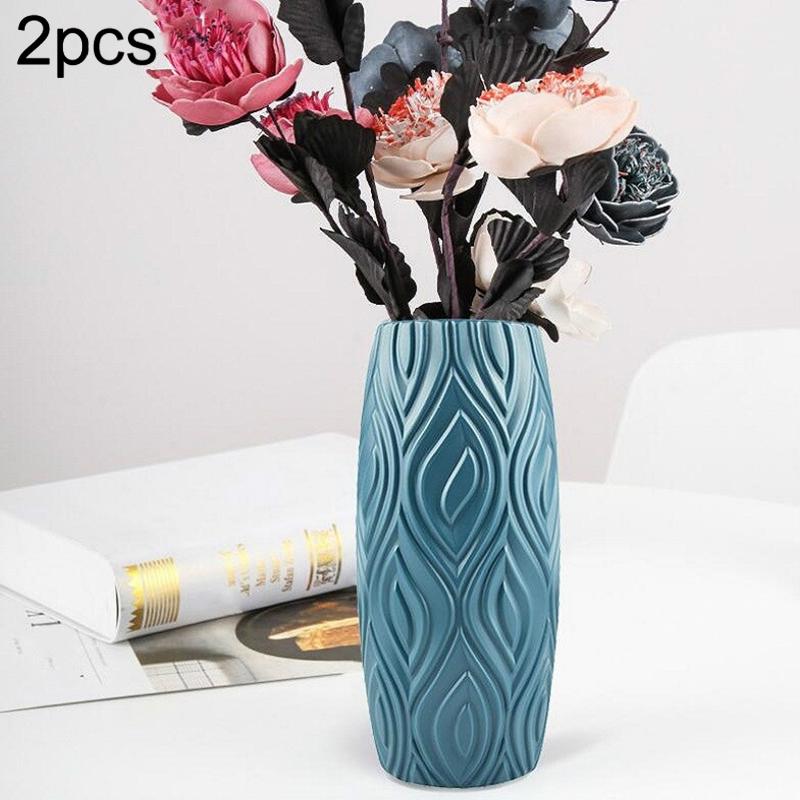 2-piece Plastic Vase Set for Creative Flower Arrangements Wet and Dry Decor - Milk White - VogueDecor.au