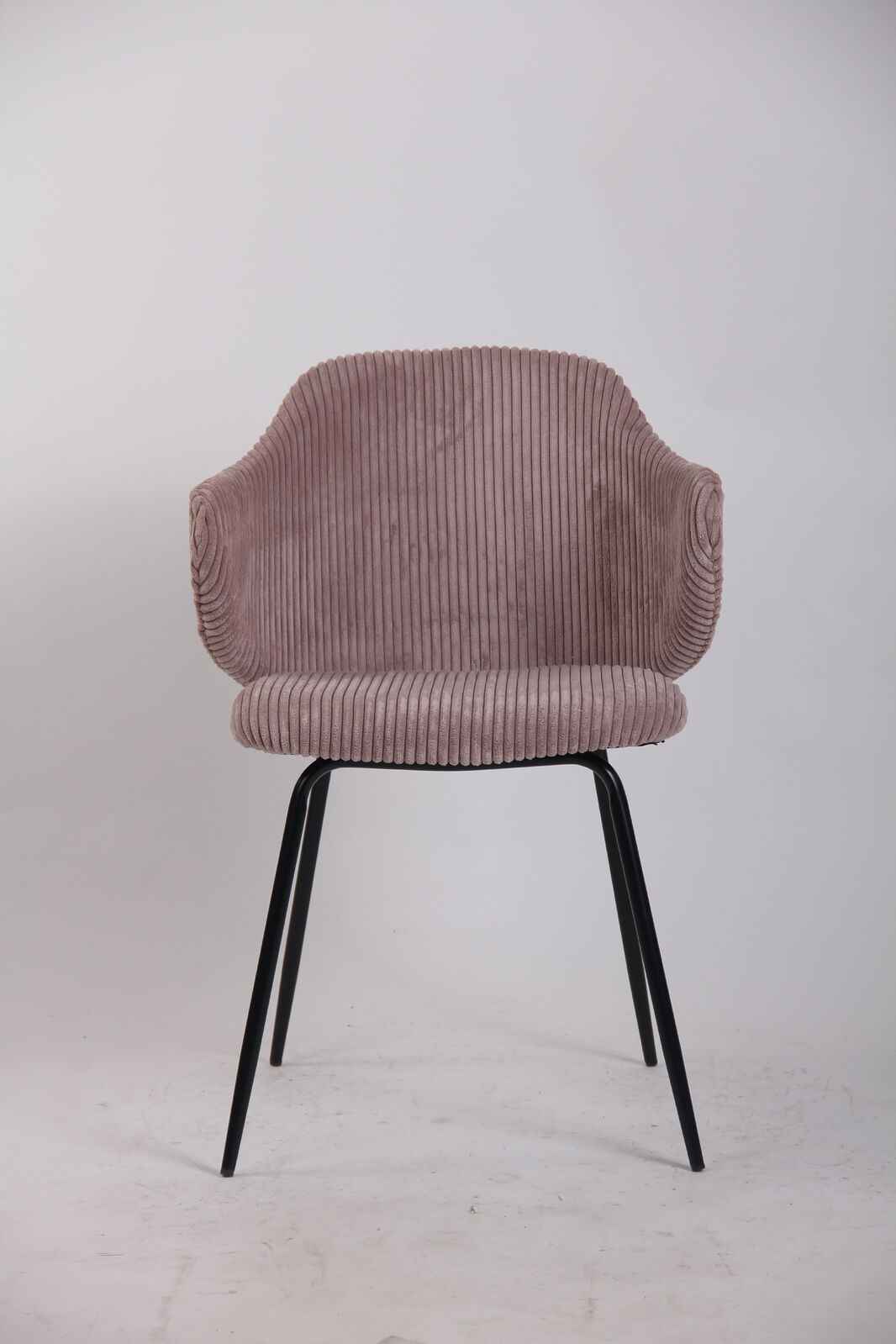 Set of 2 Dining Chairs with Corduroy Cord Fabric in Pink - VogueDecor.au
