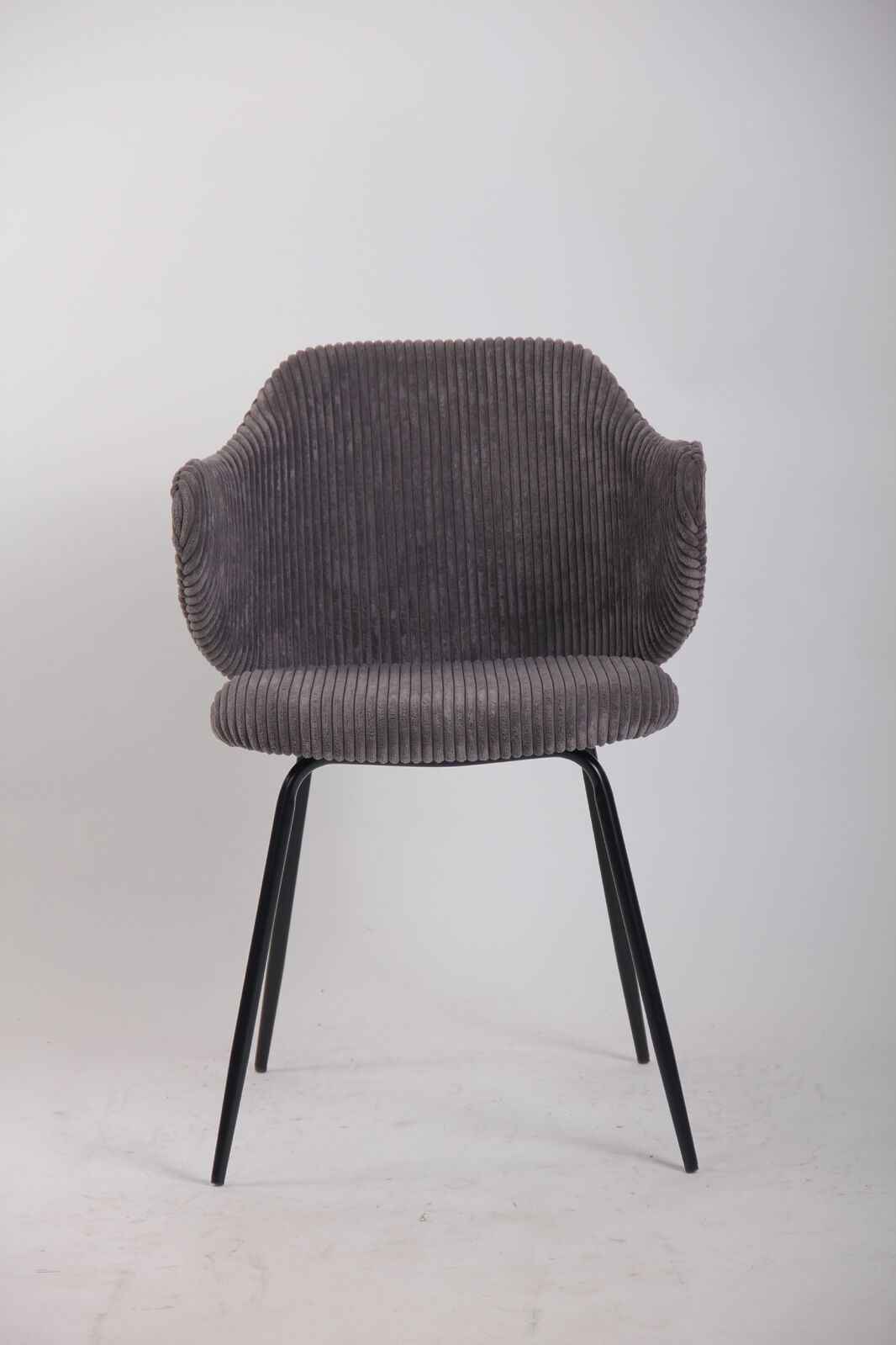 Set of 4 Dining Chairs with Corduroy Cord Fabric in Dark Grey Lincoln - VogueDecor.au
