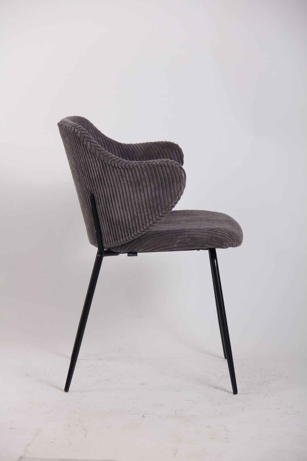 Set of 4 Dining Chairs with Corduroy Cord Fabric in Dark Grey Lincoln - VogueDecor.au