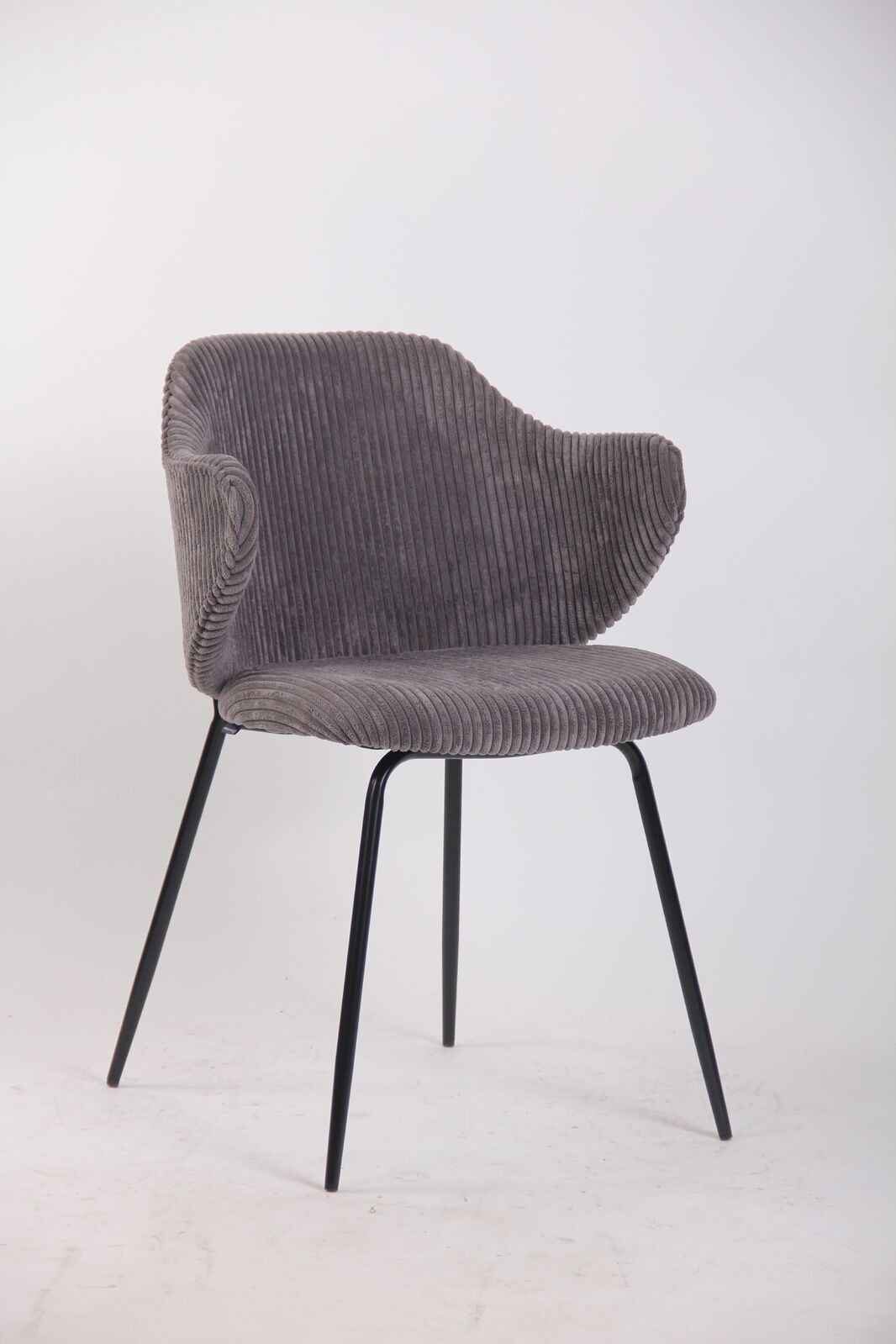 Set of 4 Dining Chairs with Corduroy Cord Fabric in Dark Grey Lincoln - VogueDecor.au