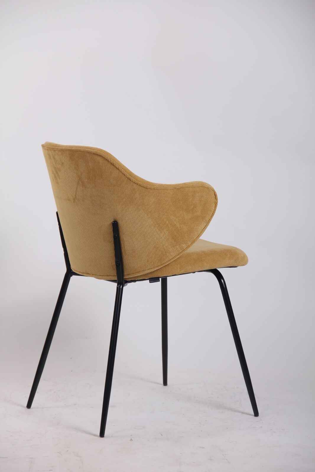 Set of 2 Dining Chairs Corduroy Cord Fabric with Metal Legs in Mustard Yellow - VogueDecor.au