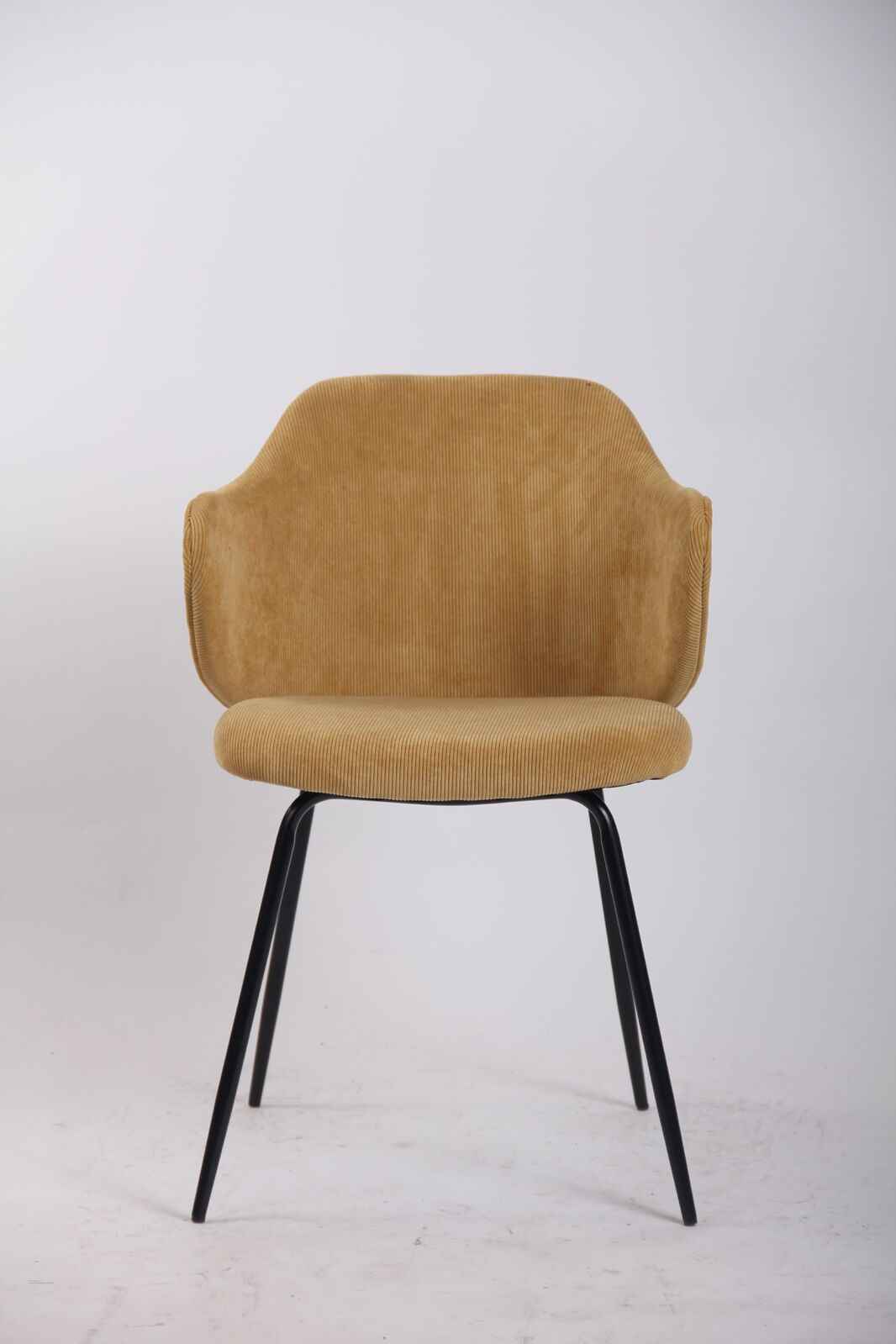 Set of 4 Dining Chairs Corduroy Cord Fabric with Metal Legs in Mustard Yellow - VogueDecor.au