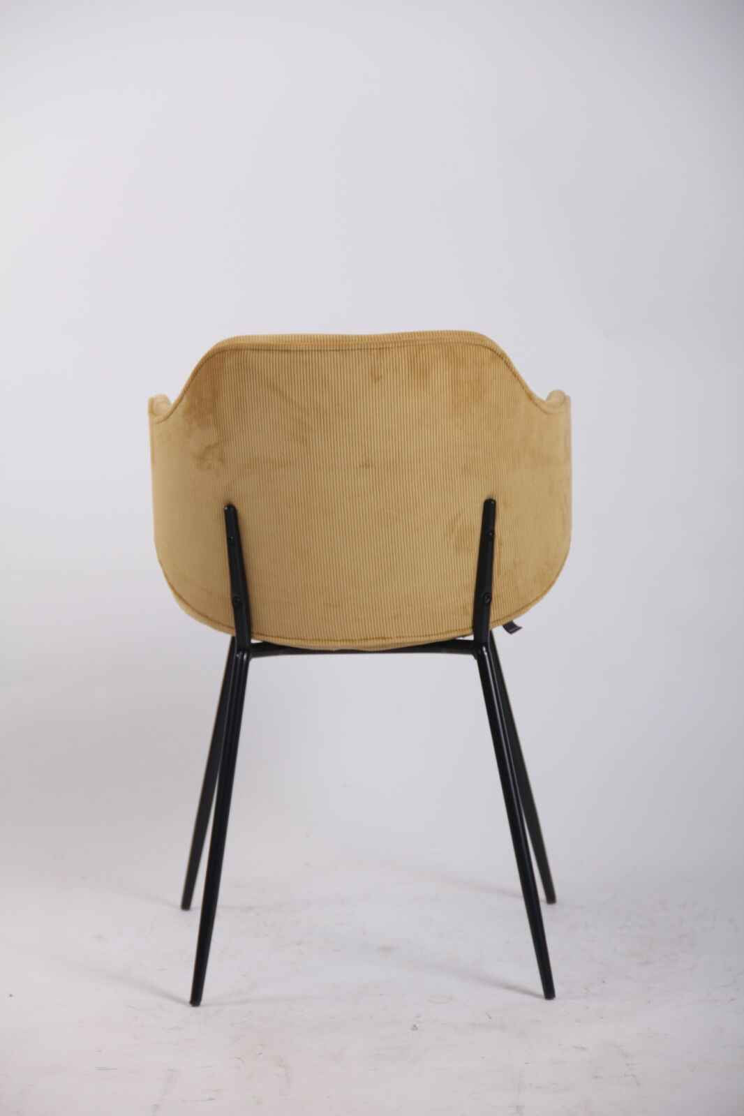 Set of 4 Dining Chairs Corduroy Cord Fabric with Metal Legs in Mustard Yellow - VogueDecor.au