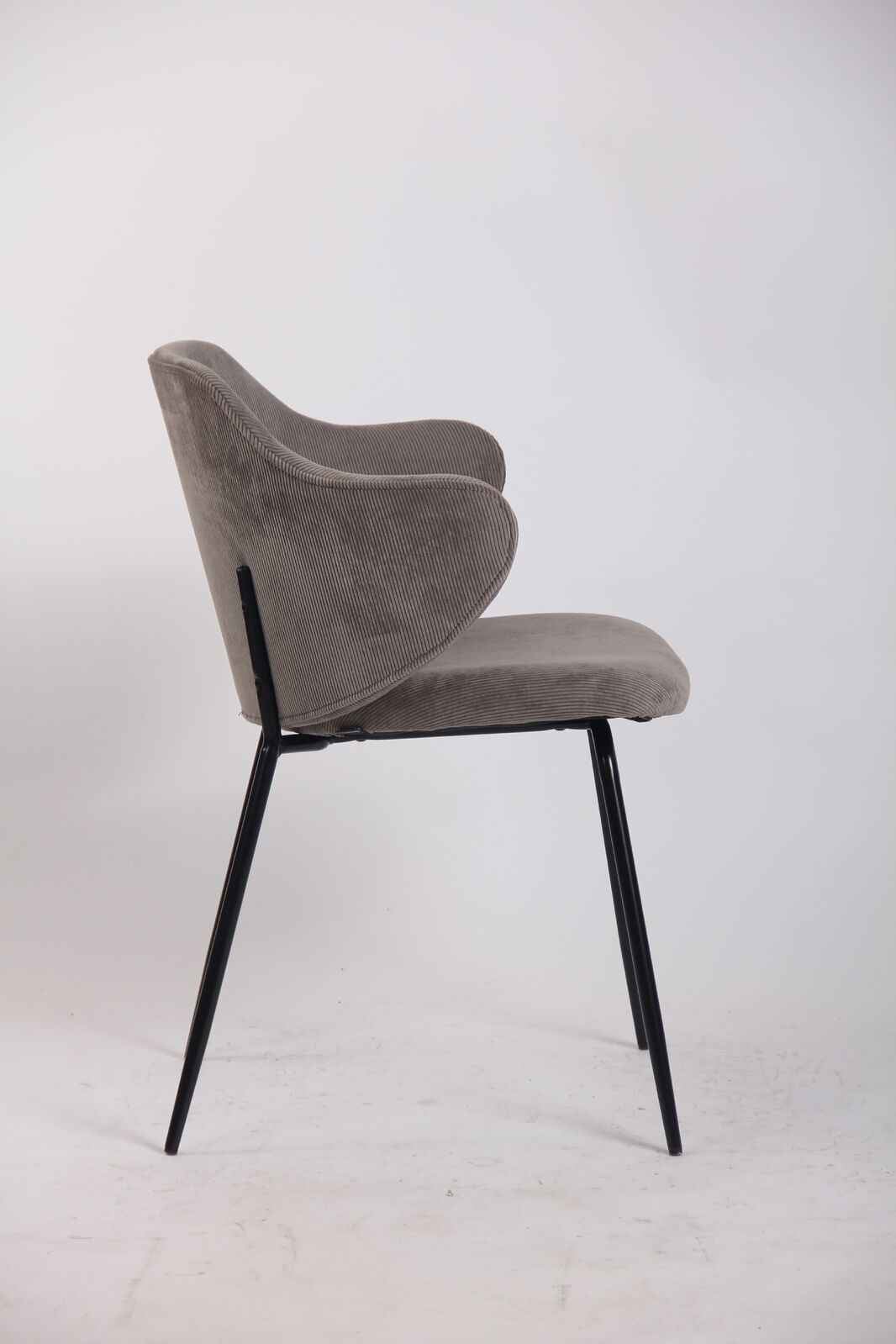 Set of 2 Dining Chairs with Corduroy Cord Fabric in Grey - VogueDecor.au