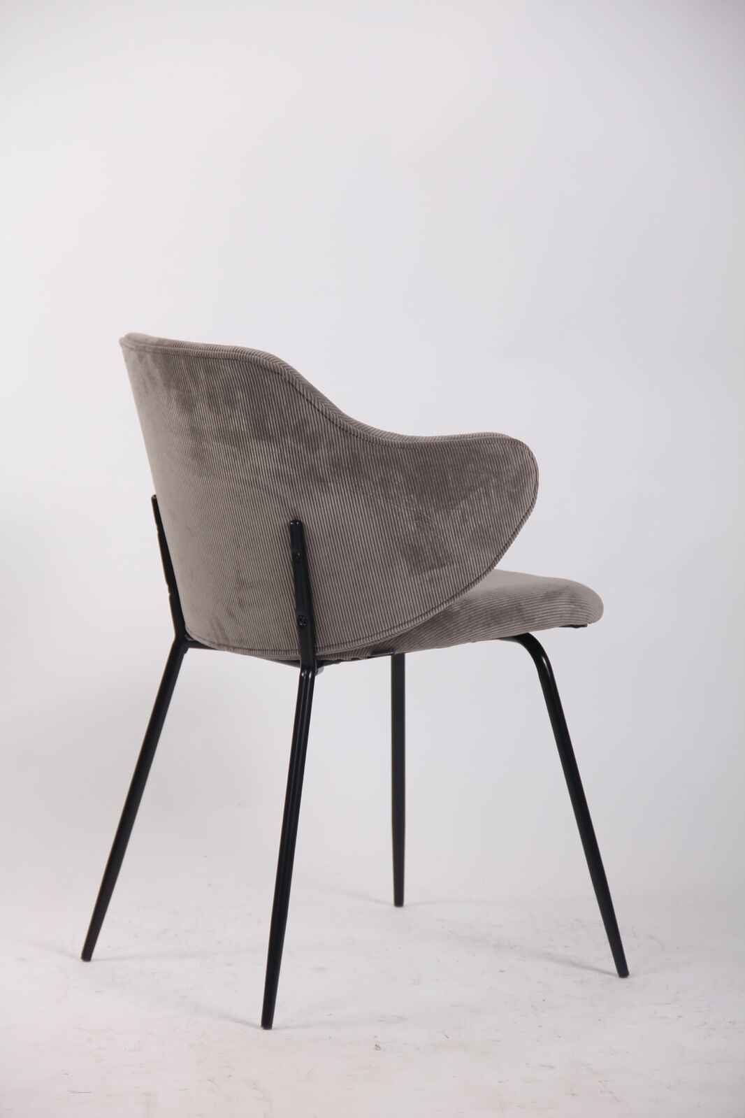 Set of 4 Dining Chairs with Corduroy Cord Fabric in Grey - VogueDecor.au