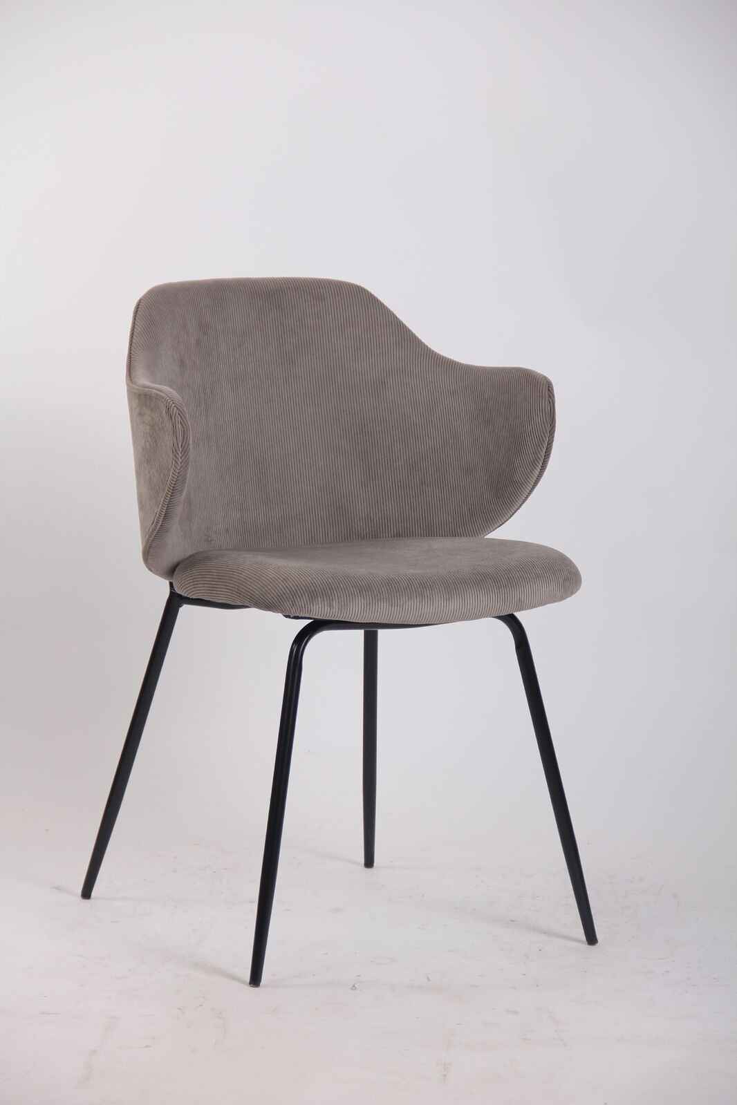 Set of 4 Dining Chairs with Corduroy Cord Fabric in Grey - VogueDecor.au