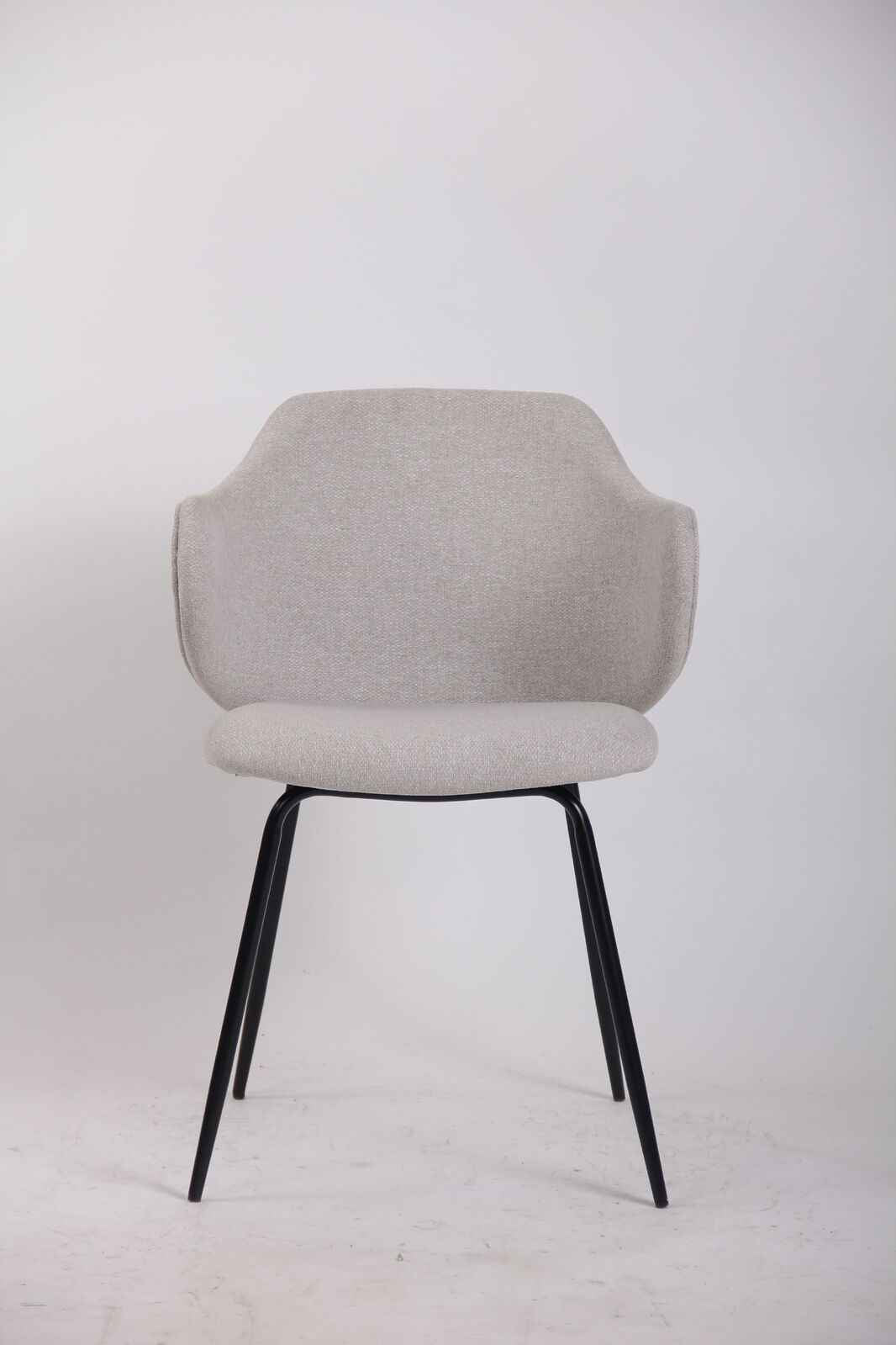 Set of 4 Dining Chairs Fabric with Metal Legs in Ivory Beige - VogueDecor.au