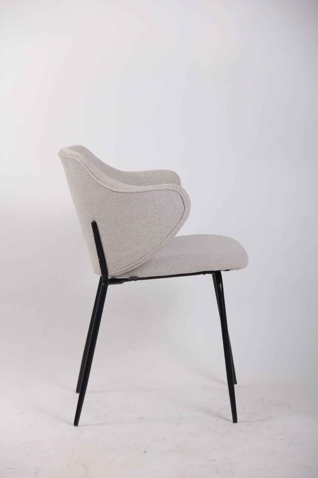 Set of 4 Dining Chairs Fabric with Metal Legs in Ivory Beige - VogueDecor.au