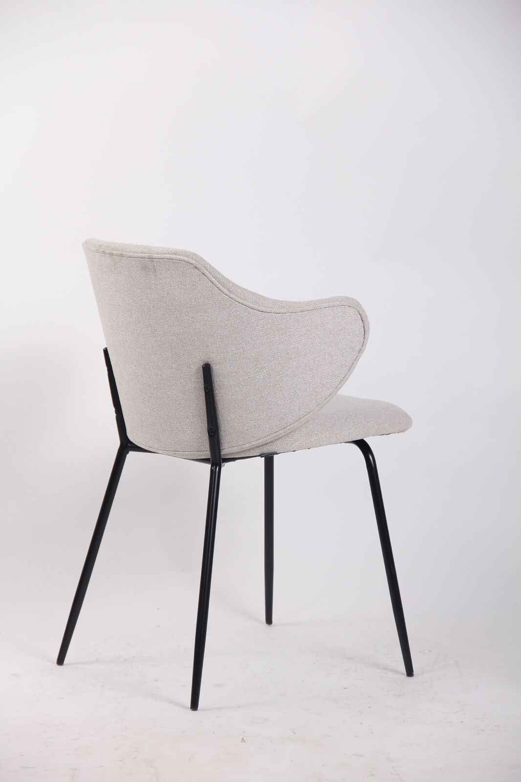 Set of 4 Dining Chairs Fabric with Metal Legs in Ivory Beige - VogueDecor.au