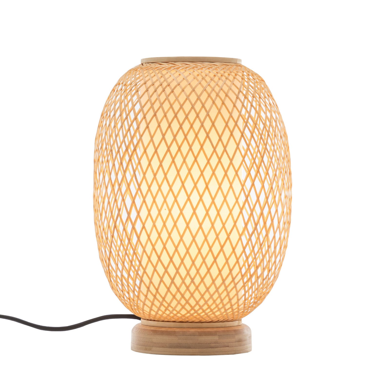 Natural Woven Bamboo Oval Table Lamp Light Shade Boho Tropical Coastal - VogueDecor.au