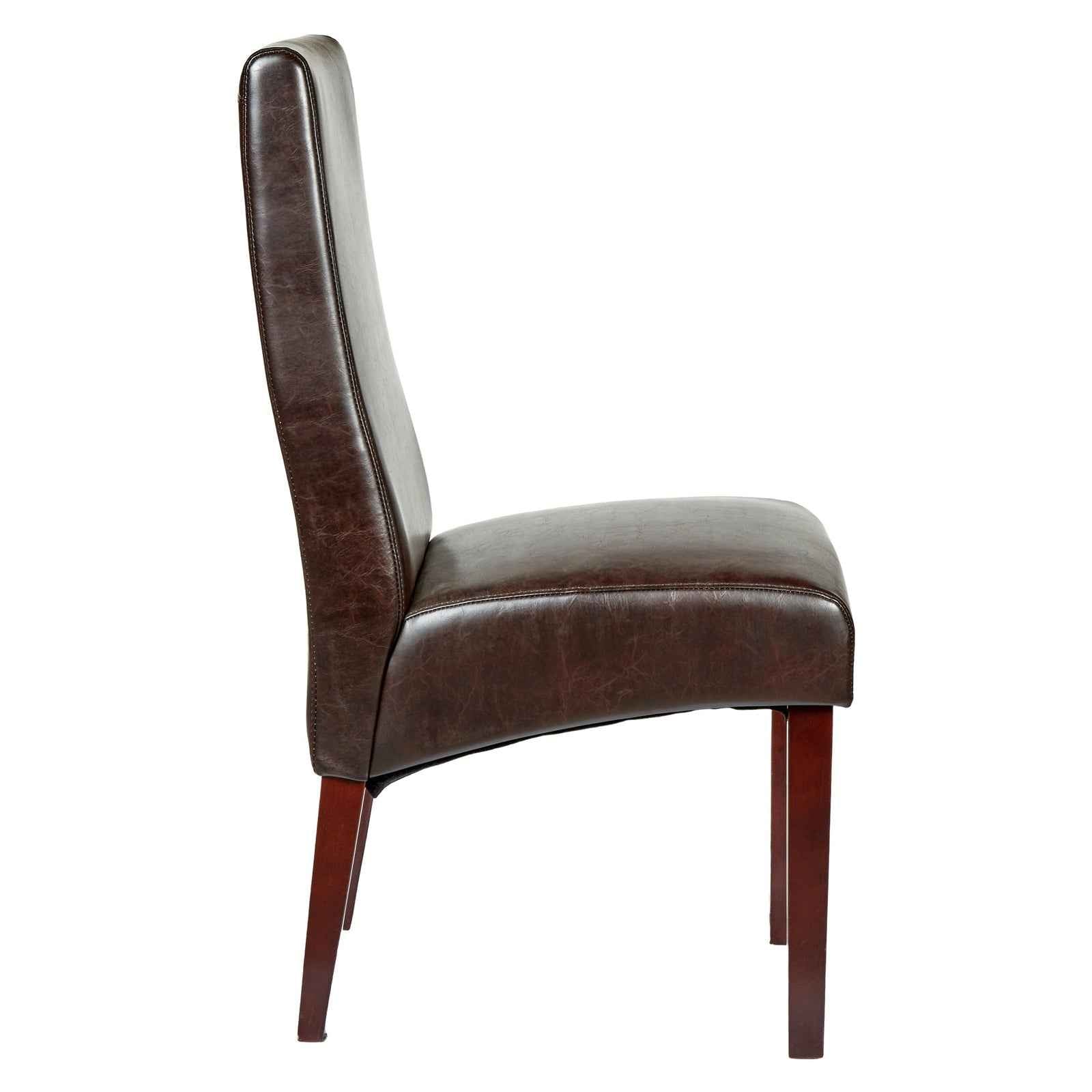 Set of 2 Rome Leather Brown Dining Chairs Durable Seat Wood Kitchen Cafe - VogueDecor.au