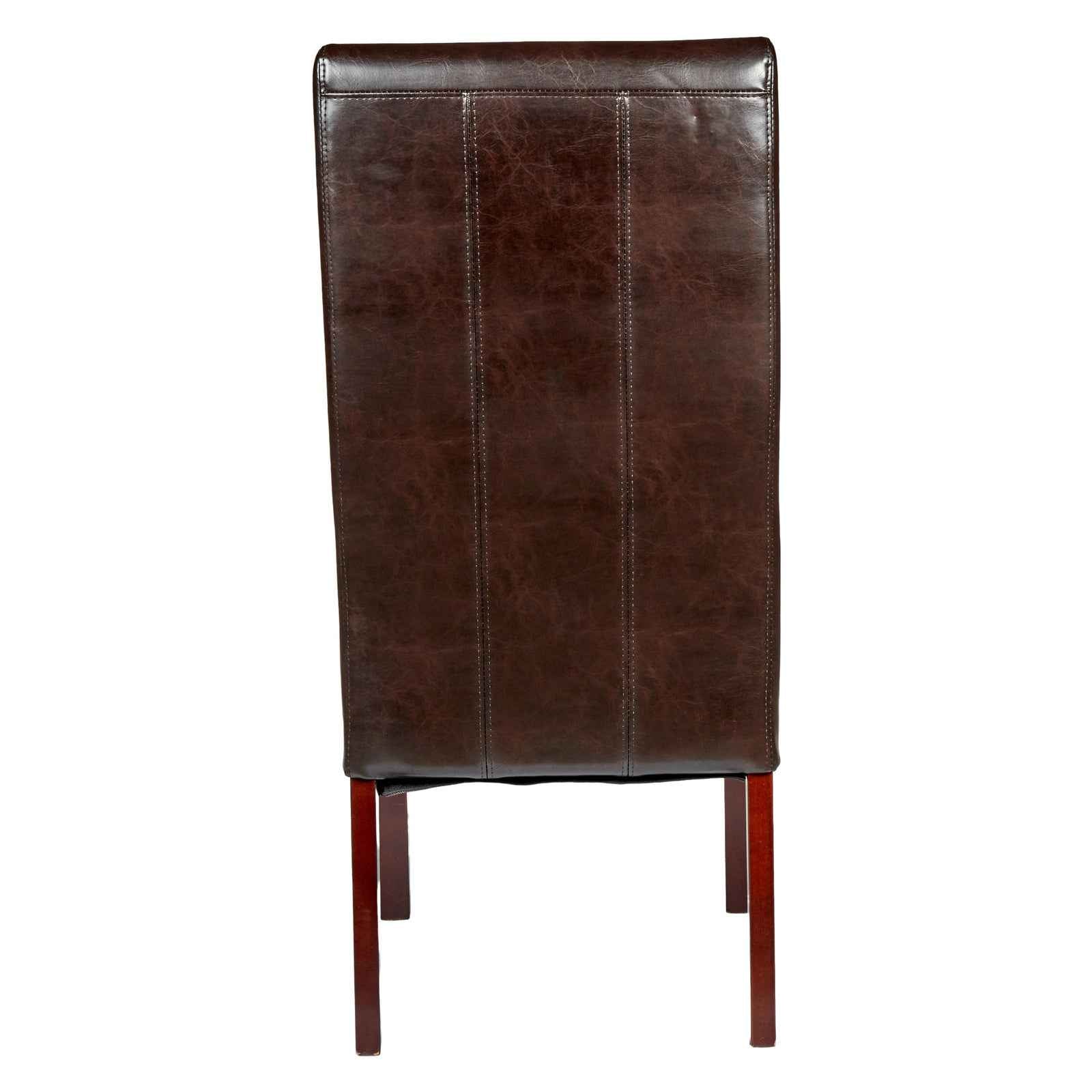 Set of 2 Rome Leather Brown Dining Chairs Durable Seat Wood Kitchen Cafe - VogueDecor.au