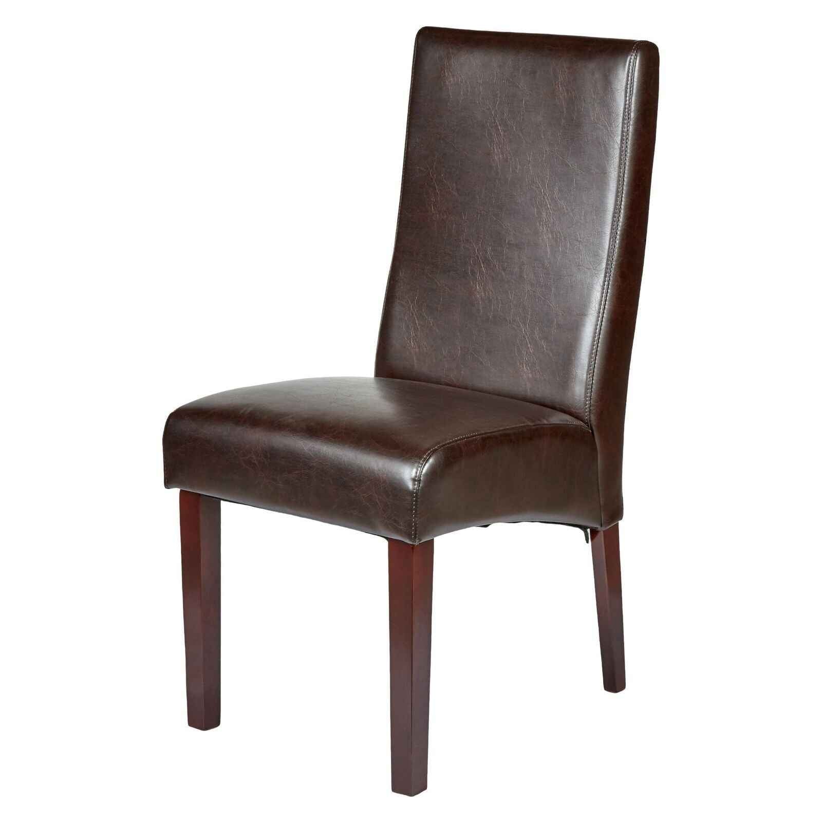 Set of 2 Rome Leather Brown Dining Chairs Durable Seat Wood Kitchen Cafe - VogueDecor.au