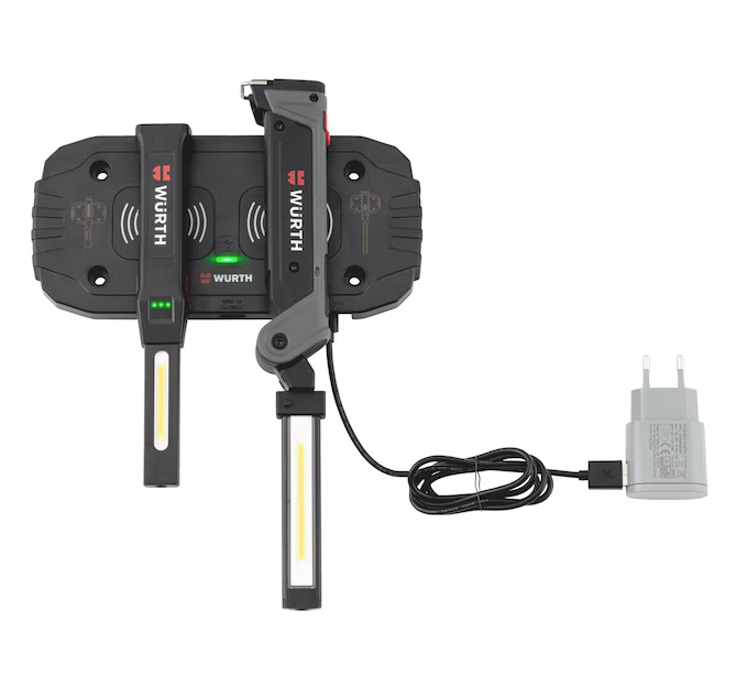 Wurth Cordless LED Handheld Work Lamp ERGOPOWER BEND+ – 700 Lumen, Folding Head, USB Rechargeable