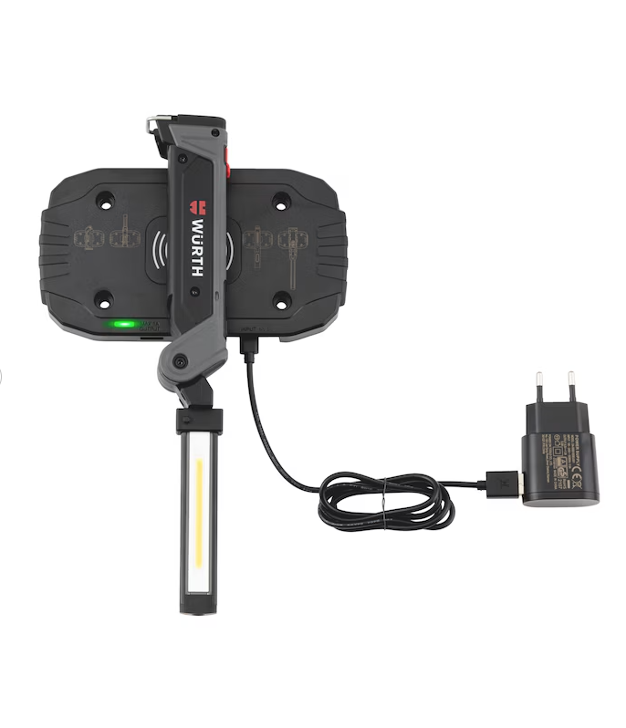 Wurth Cordless LED Handheld Work Lamp ERGOPOWER BEND+ – 700 Lumen, Folding Head, USB Rechargeable