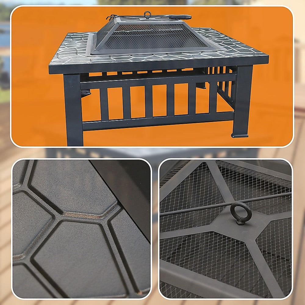 18" Square Metal Fire Pit Outdoor Heater - VogueDecor.au