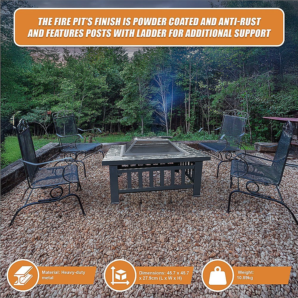 18" Square Metal Fire Pit Outdoor Heater - VogueDecor.au