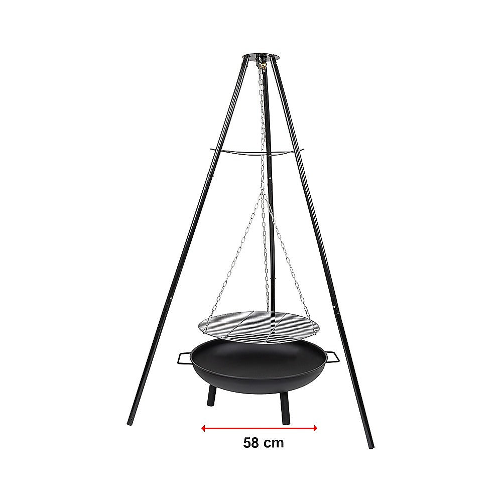 Tripod Garden Fire Pit BBQ Barbecue Cast Iron & Steel Fire Pit Bowl Round - VogueDecor.au