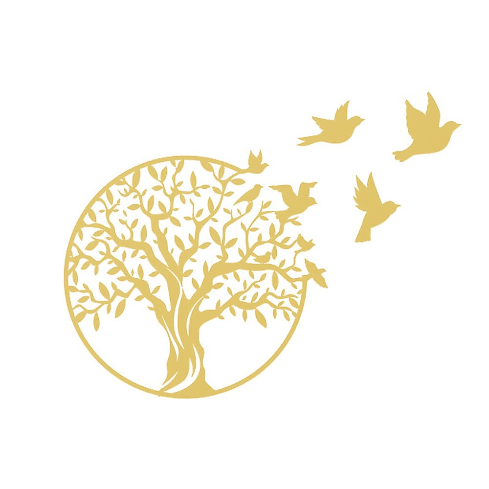Metal Tree of Life Wall Art 7 Flying Birds Wall Sculpture - VogueDecor.au