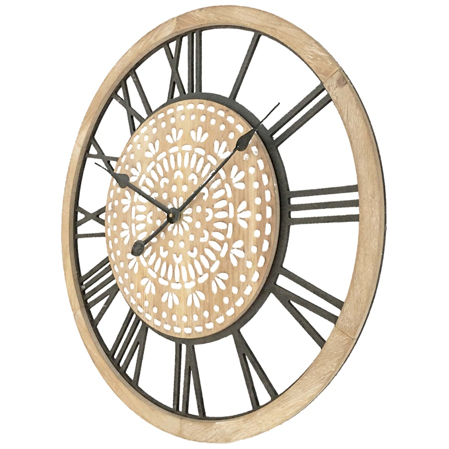 XL Carved Industro Hamptons Wall Clock 60cm - VogueDecor.au