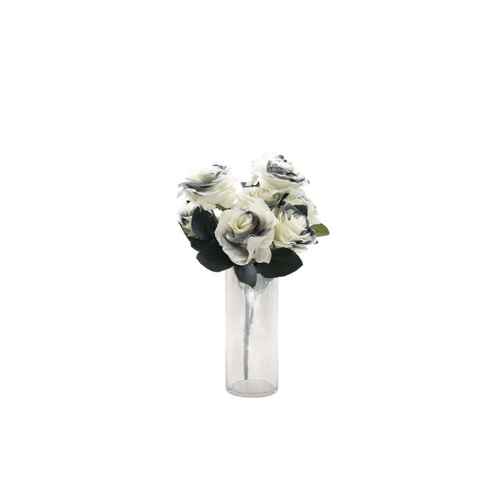 Faux Rose Bouquet Stem grey