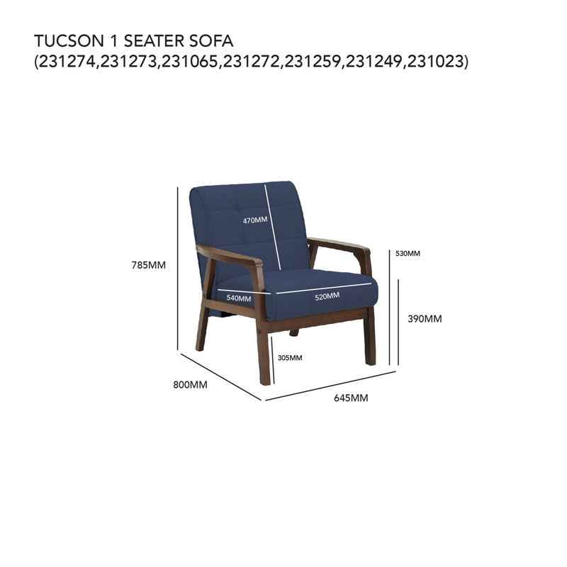 Tucson 1 Seater Sofa Armchair - VogueDecor.au