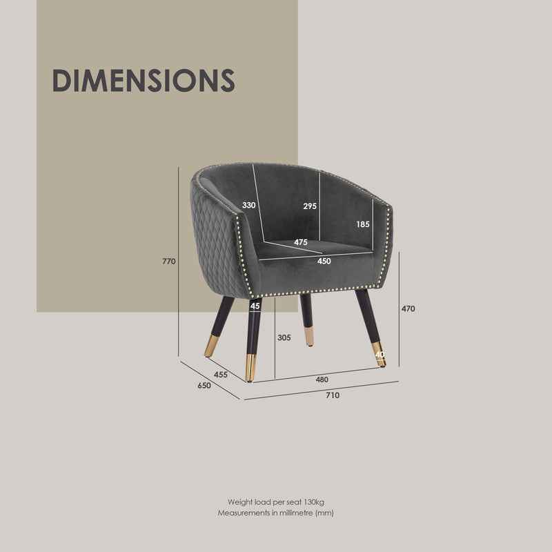 Deniz Lounge Chair Tub Chair Accent Armchair - Grey - VogueDecor.au