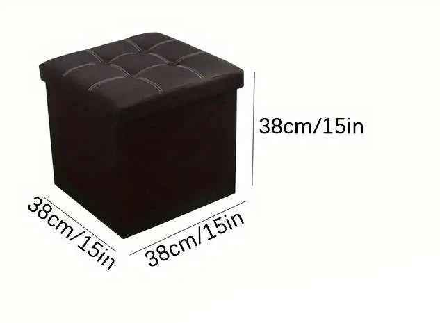 NNETM Faux Leather Storage Ottoman - Black, 55L - VogueDecor.au