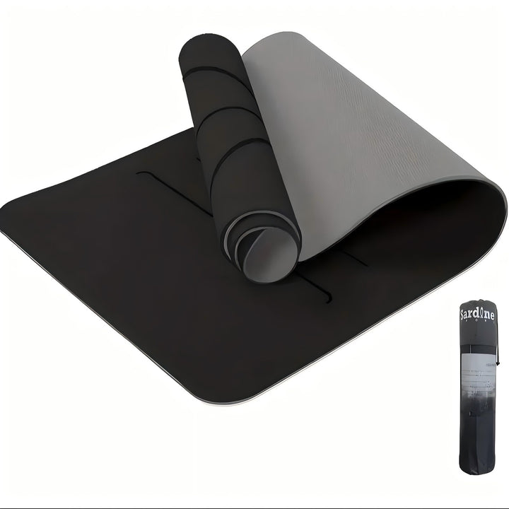 Sport TPE Yoga Mat Exercise Workout Mats Fitness Mat for Home Gym Black 6mm - VogueDecor.au