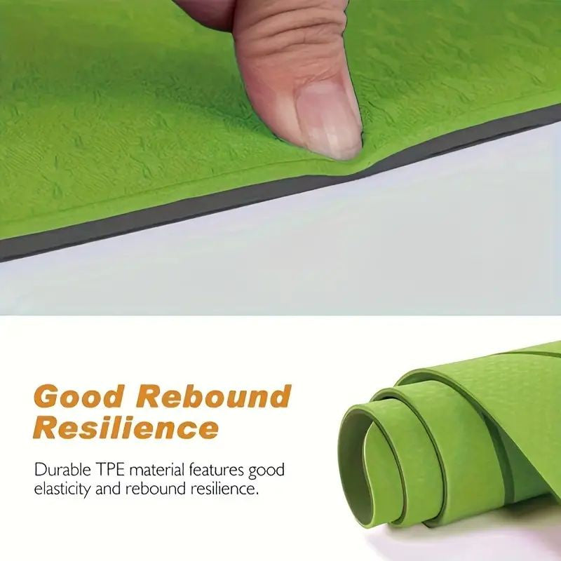 Sport TPE Yoga Mat Exercise Workout Mats Fitness Mat for Home Gym Green 6mm - VogueDecor.au