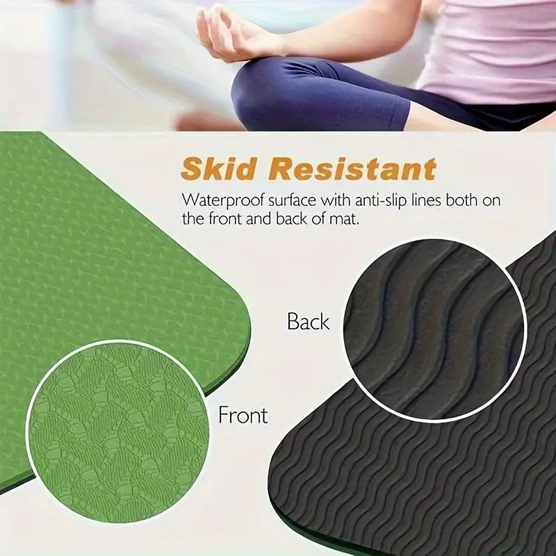 Sport TPE Yoga Mat Exercise Workout Mats Fitness Mat for Home Gym Green 6mm - VogueDecor.au