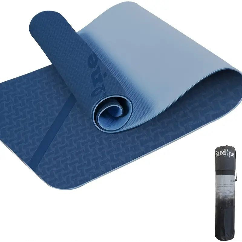 Sport TPE Yoga Mat Exercise Workout Mats Fitness Mat for Home Gym Blue 8mm - VogueDecor.au