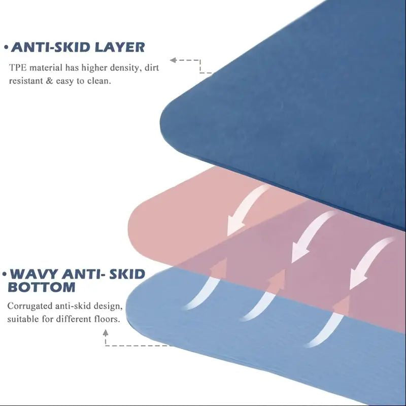 Sport TPE Yoga Mat Exercise Workout Mats Fitness Mat for Home Gym Blue 8mm - VogueDecor.au