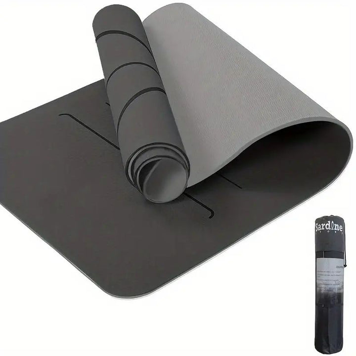Sport TPE Yoga Mat Exercise Workout Mats Fitness Mat for Home Gym Grey 8mm - VogueDecor.au