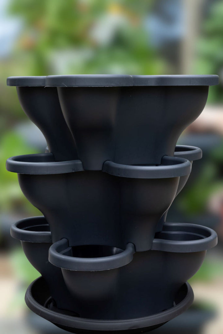 Single 3 Tier Large Verandah Planter - Charcoal