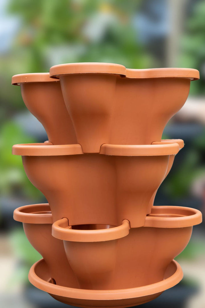 Single 3 Tier Large Verandah Planter - Terracotta