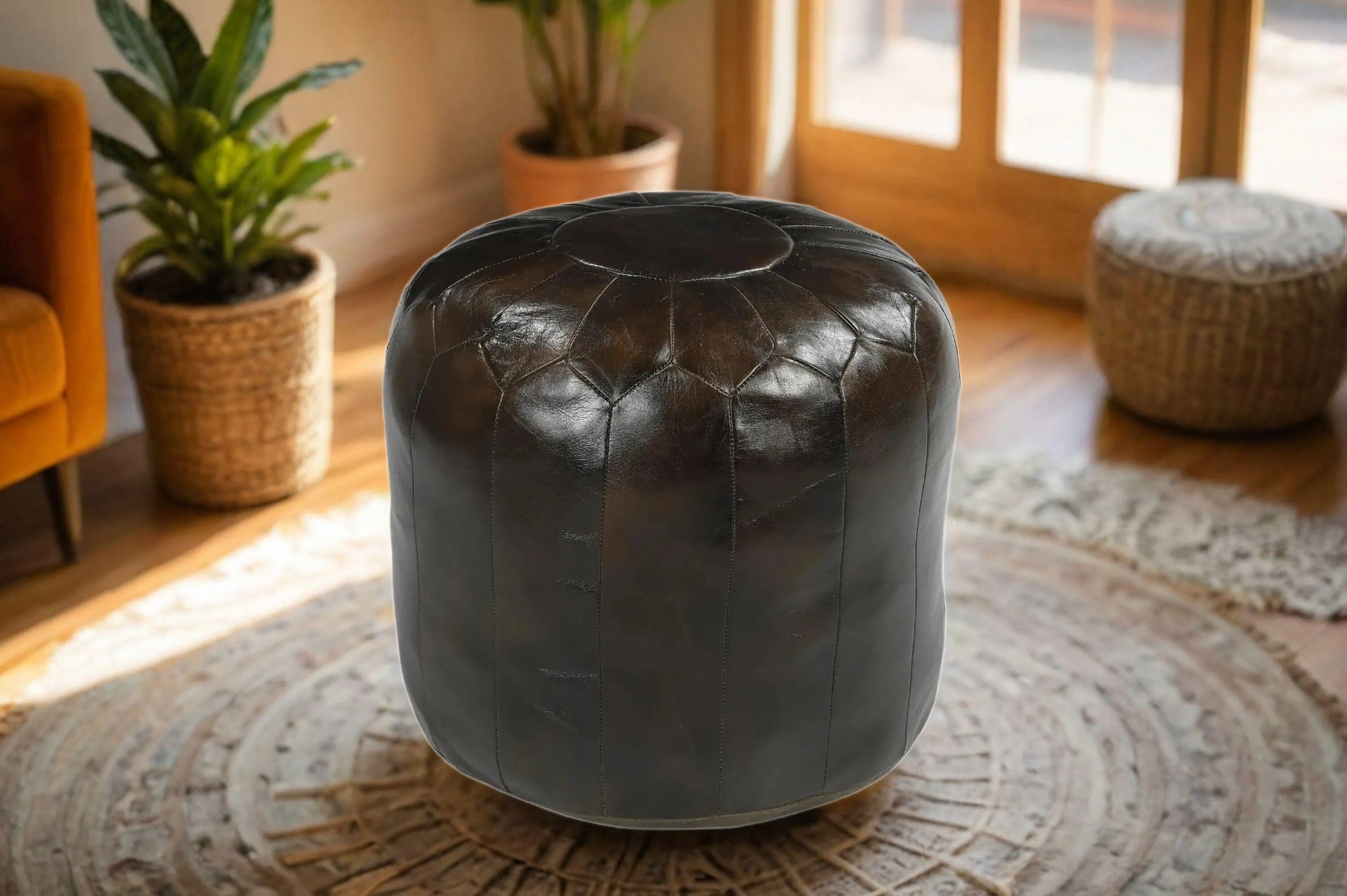 GENUINE LEATHER MOROCCAN OTTOMAN - VogueDecor.au