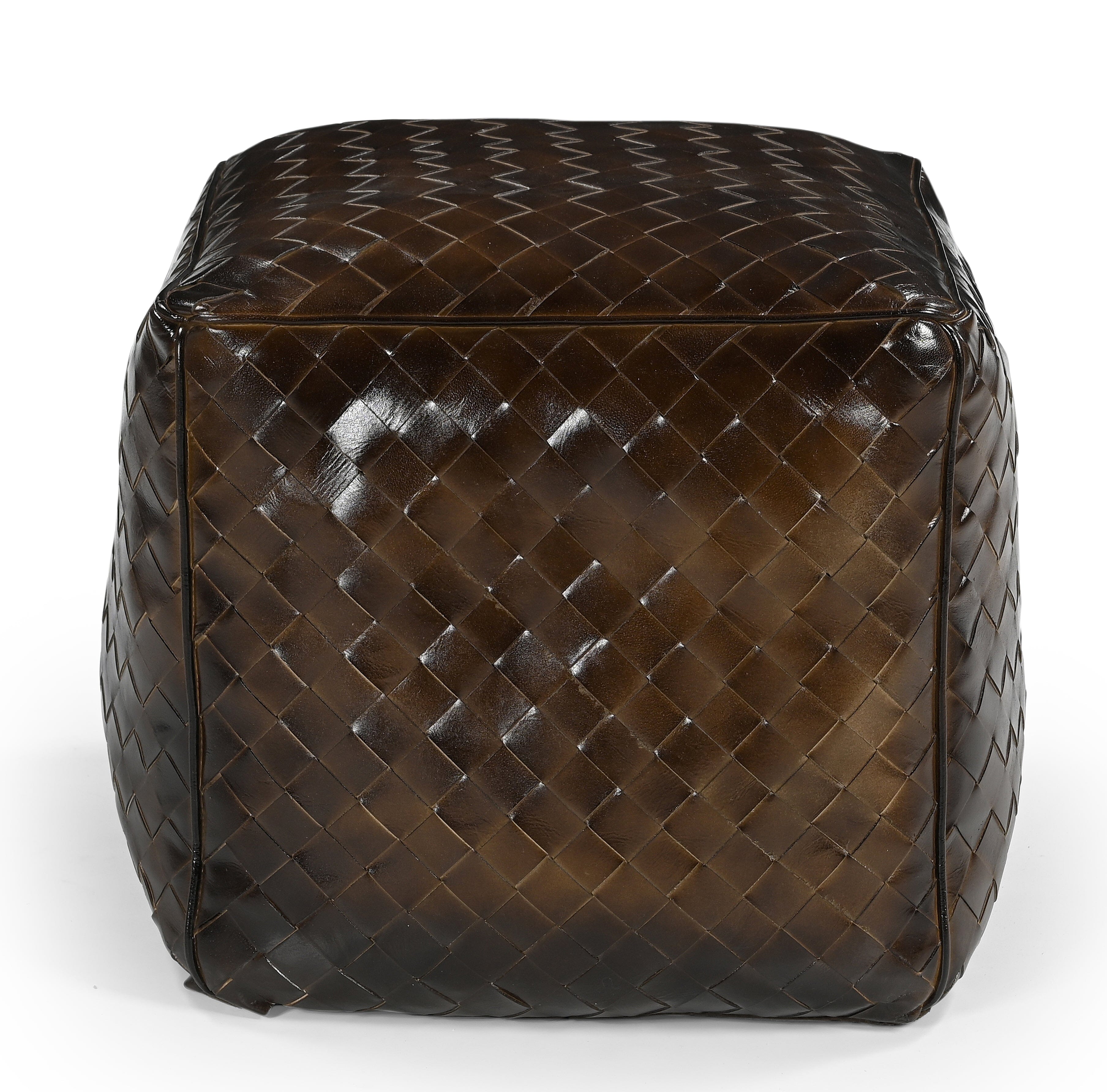 GENUINE LEATHER LATTICE OTTOMAN - VogueDecor.au