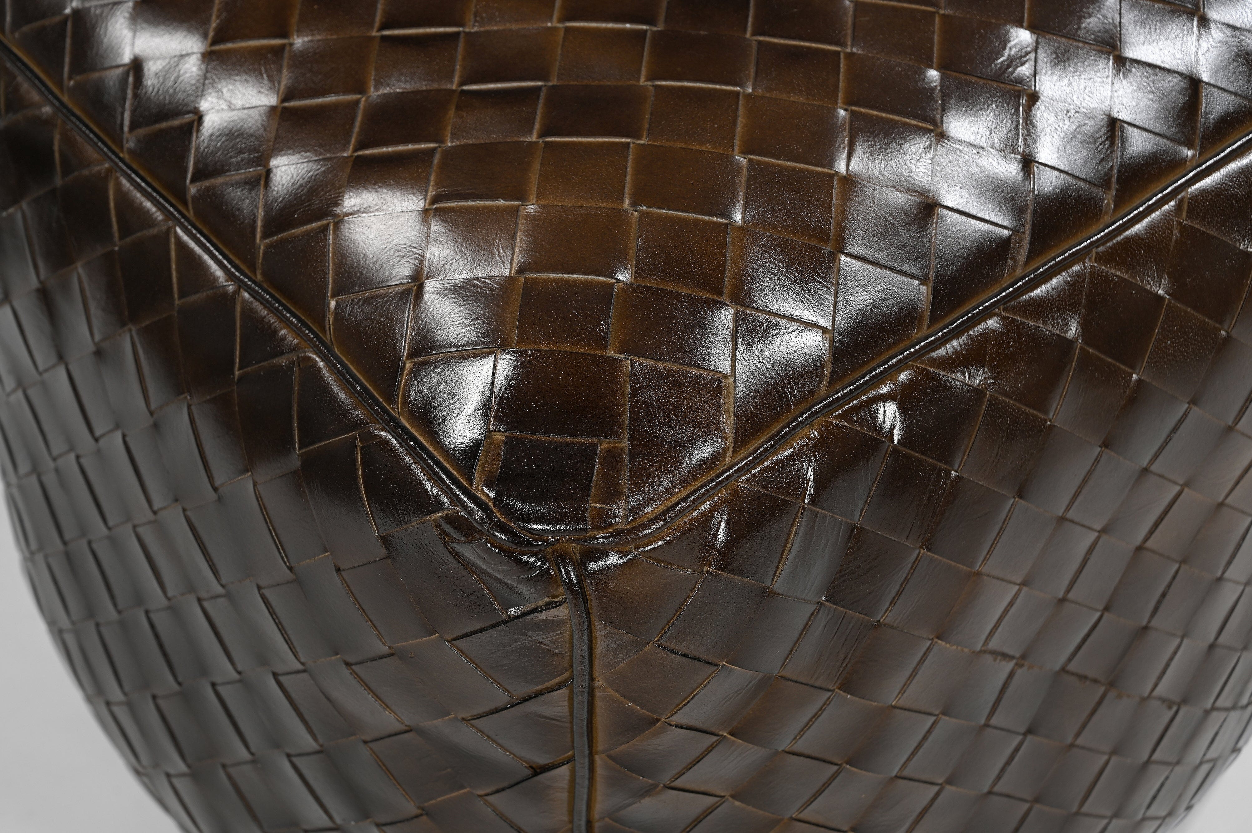 GENUINE LEATHER LATTICE OTTOMAN - VogueDecor.au